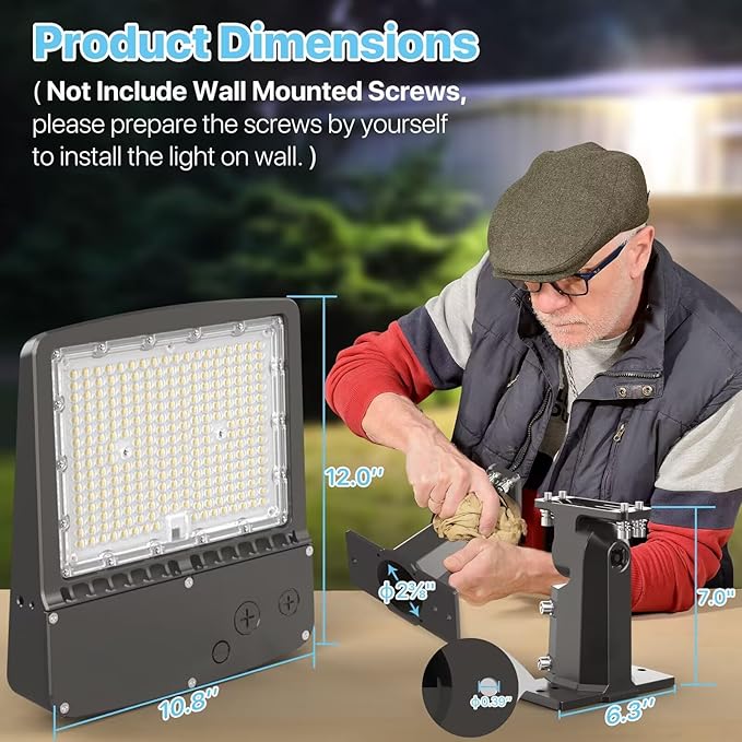 HYPERLITE LED Parking Lot Light - 200W 30000LM 5000K Led Parking Lot Lights Outdoor Dusk to Dawn - Wall Mounted Commercial Led Flood Light for Street Garage Barn Roadways Driveways Pond- 2PACKS