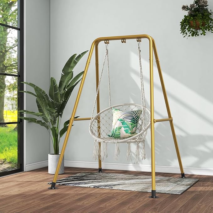 G TALECO GEAR Hammock Chair Stand,Heavy-Duty Steel Hammock Stand,300LBS Multi-Use Swing Stand for Outdoor Indoor，Hammock Chair not Include (Gold)
