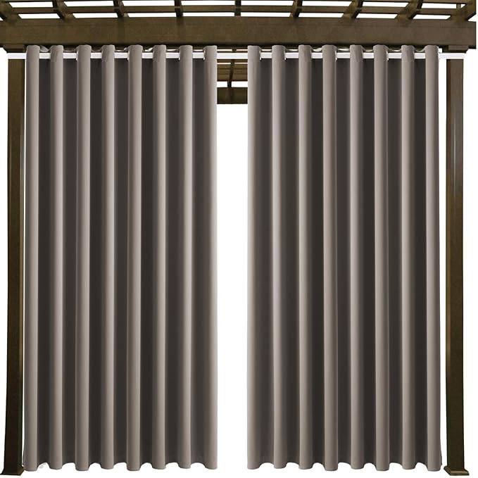 Waterproof Outdoor Curtain W105 x L84 - Grommet Top Sunlight Blocking Window Treatment Drapes Blackout Curtains for Home Bedroom Living Room Outdoor Patio Porch Gazebo (Taupe, 2 Panels)