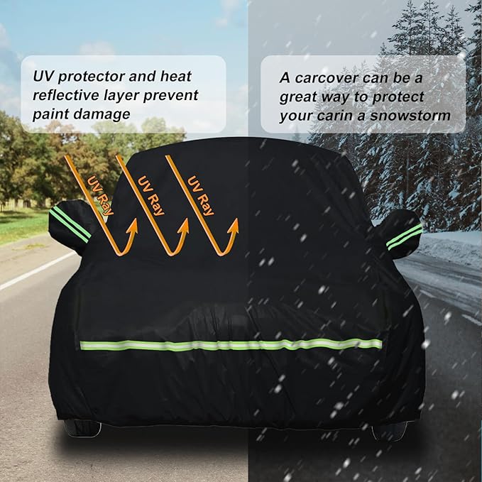 Waterproof Car Covers for 2020-2024 Land Rover Defender 90 2-Door (Black) Custom Heavy Duty Waterproof All Weather Protection Outdoor