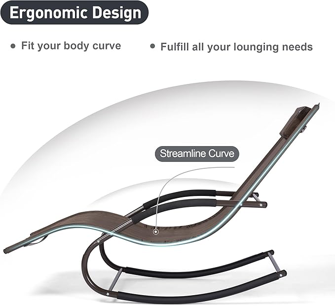 Lounge Chair, Outdoor Chaise Lounge with Detachable Pillow for Patio, Lawn, Pool, Outdoor Lounge Chairs, Brown