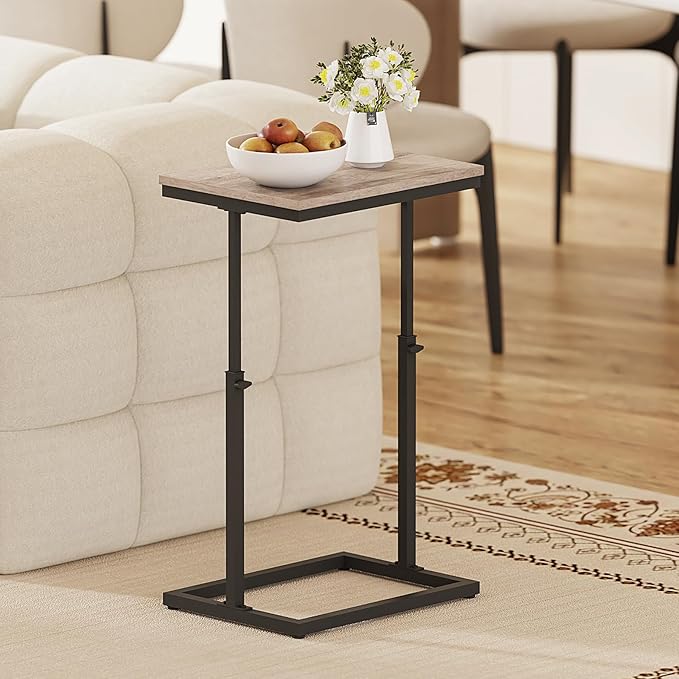 TUTOTAK End Table, Side Table, Tall Couch Table, Sofa Table, Living Room, Bedroom,Greige TB01BG083P