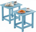 YEFU Outdoor Side Table for Patio: 16" HIPS Weather - Resistant Adirondack Tables Set of 2 - Small Square End Tables for Backyard Pool Porch Balcony - Indoor Outdoor Durable Table Blue