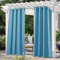 NICETOWN Outdoor Curtain for Patio Waterproof, Energy Saving Thermal Insulated Stainless Steel Grommet Sunlight Block Privacy Protect for Pool, 1 Piece, 52 Inch by 108 Inch, Teal Blue