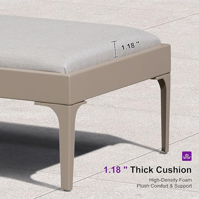 PURPLE LEAF Outdoor Chaise Lounge Set of 4 Aluminum Adjustable Patio Lounger Chairs with Cushions Reclining Beach Daybed for Poolside Balcony Deck Backyard, Champagne