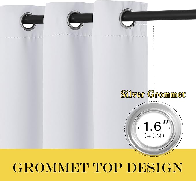 NICETOWN Room Darkening Curtain for Living Room - Easy Care Solid Energy Saving Grommet Room Darkening Curtain/Panel/Drape for Bedroom (1 Panel, 52 by 72, Greyish White)
