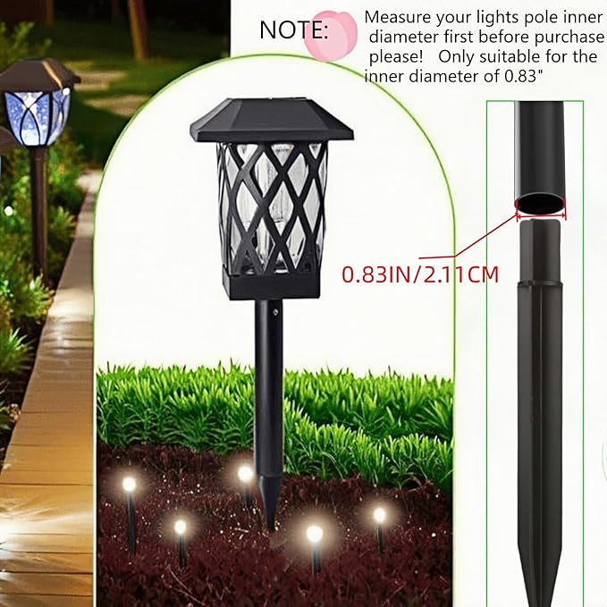 8.25" Reinforced ABS Plastic Solar Ground Spikes - Durable Solar Light Replacement Stakes for Garden, Pathway, Deck, Camping, Christmas Lights (Fits 0.83" Inside Diameter) (Black-1 Pack)