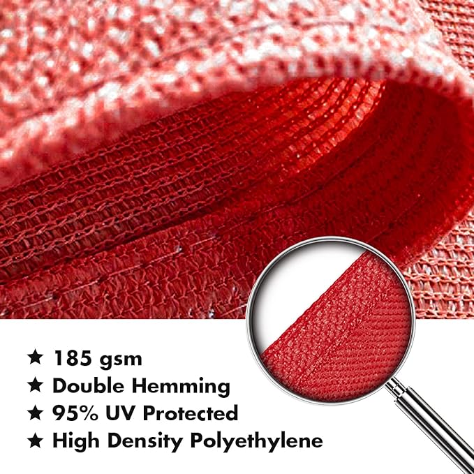 KANAGAWA Sun Shade Sail 12'x12' Scarlet Square UV Block Canopy Awning Shelter Fabric Cloth Screen for Outdoor Patio Garden Backyard