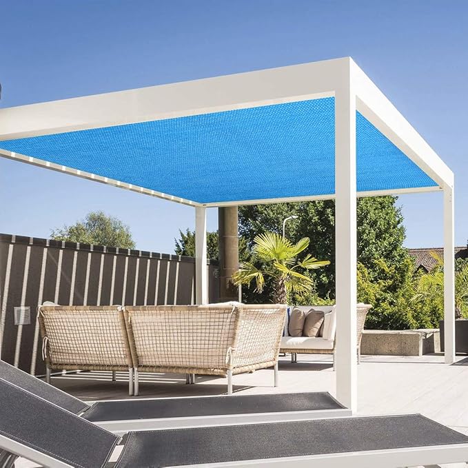 Eden's Decor Straight Flat-Edged Sun Shade Sail Rectangular 5' x 19' Blue UV-Blocking Outdoor Canopy Fabric Cloth Awning for Pergola Patio Garden Backyard Custom Size