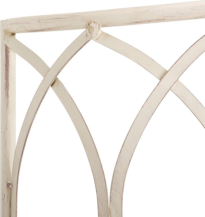 SAFAVIEH Outdoor Furniture Collection – Abia Antique White Distressed Wrought Iron 50-Inch Curved Tree Bench, Garden & Patio Seating (PAT5018A)