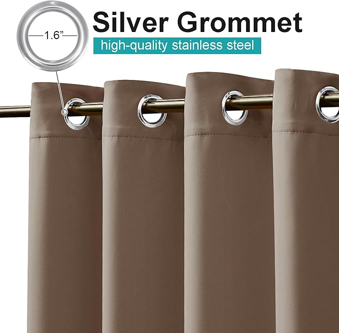 NICETOWN Patio Curtain Waterproof 1 Panel, W52 x L72 inch Premium Thick Privacy Weatherproof Curtain for Porch & Gazebo, Pergola Covers for Shade and Rain, UV Protection Outdoor Privacy Panel, Tan