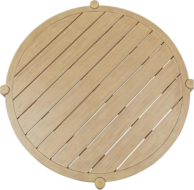 Nathan James Bora Round Outdoor Coffee Table, Farmhouse Wood Coffee Table for Patio or Porch, Solid Acacia Wood