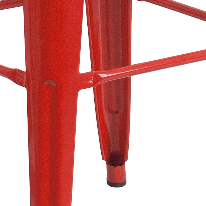Flash Furniture Commercial Grade 30" High Backless Red Metal Indoor-Outdoor BarStool with Square Seat