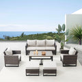 Belord 6 Piece Outdoor Furniture Patio Wicker Sofa Set, Oversize Outdoor Dining Chairs with Rattan Ottomans, Conversation Sets Patio Furniture Come with Removable Cushion Beige, Brown
