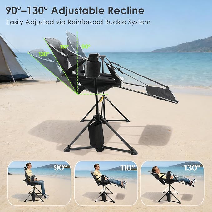 Suteck Hammock Camping Chair with Footrest, Oversized Swinging Folding Chair for Adults, Heavy Duty Portable Rocking Camp Chair with Cup Holder & Pillow for Beach, Patio, Lawn, Supports up to 500 lbs