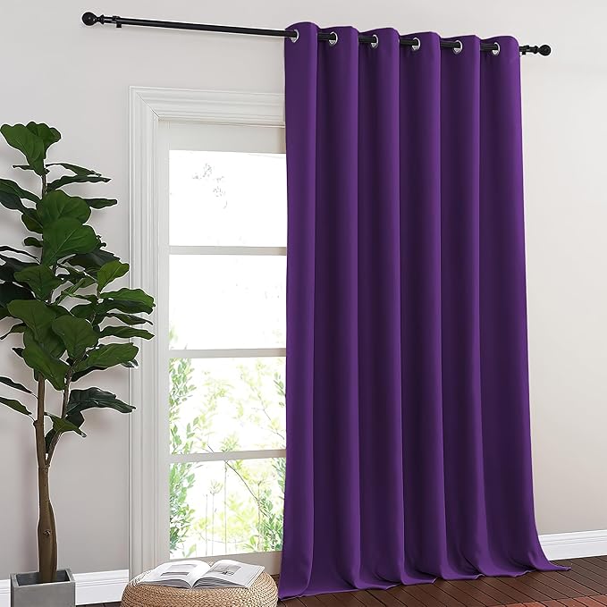 NICETOWN Room Divider Curtain 132 Inches Long, Wide Blackout Sliding Door Curtain for Bedroom, Room Darkening Privacy Window Curtain for Patio Door (1 Panel Set, Royal Purple, 80 x 132 Inch)