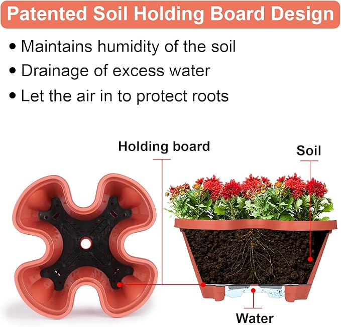 GameXcel Vertical Planter 6 Tier Stackable Planters Garden Planters Strawberry Herb Flower and Vegetable Planter Indoor Outdoor Gardening Pots with Removable Wheels and Tools 2-Pack