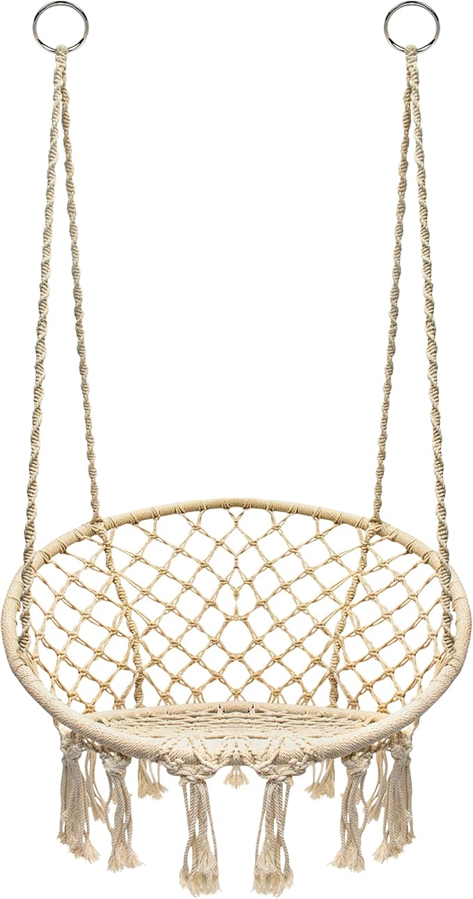Sorbus Stylish Boho Swing Chair - Premium Cotton Ceiling Swing for Durability, Decorative Macrame Hanging Hammock Chair - Use Indoor, Outdoor Chair, Patio Porch, Garden, Meditation, Gifts- Max 250Lbs