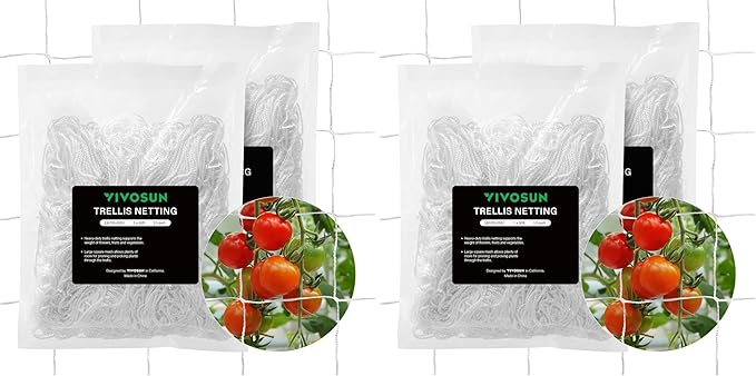 VIVOSUN 5 x 30 ft. Plant Trellis Netting, Heavy-Duty Polyester Grow Net, Garden Trellis Netting with Square Mesh for Climbing Plants, Vegetables, Fruits, and Flowers, 4-Pack