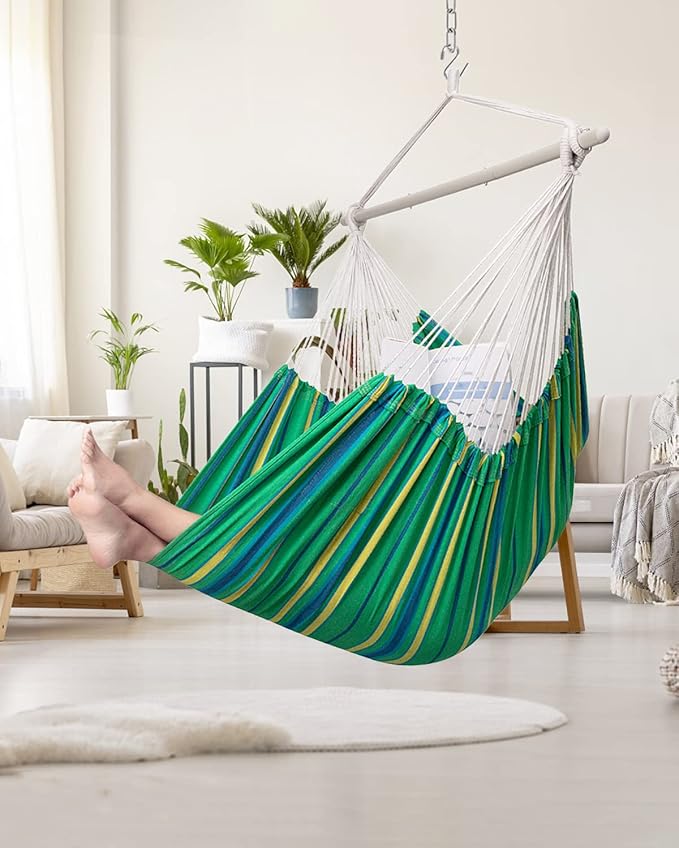 ADVOKAIR Hammock Chair Large 70.9"x47.2", 32% Bigger XXL Hanging Swing Chair with 500lbs Capacity, Heavy Duty Steel Spreader Bar, Extra Roomy Comfort for Adult Indoor Outdoor Bedroom Patio