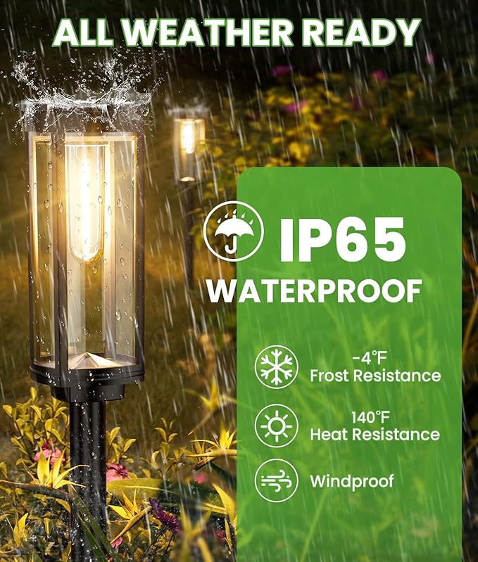 Solar Pathway Lights Outdoor, 4 Pack Bright Solar Powered Garden Lights Waterproof IP65, Long Lasting Outdoor Light for Yard Garden Walkway Landscape Lawn Patio