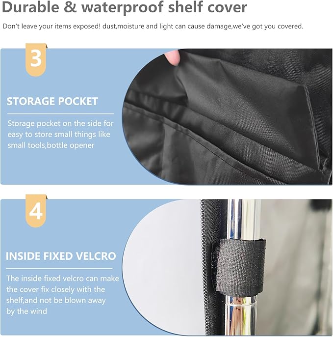 Waterproof Shelf Cover,Outdoor 600D Heavy Duty Dustproof Storage Shelves Cover,30''x14''x62'' Shelf Covers for Wire Shelving with Zippers,Storage Rack Covers with Clear Front