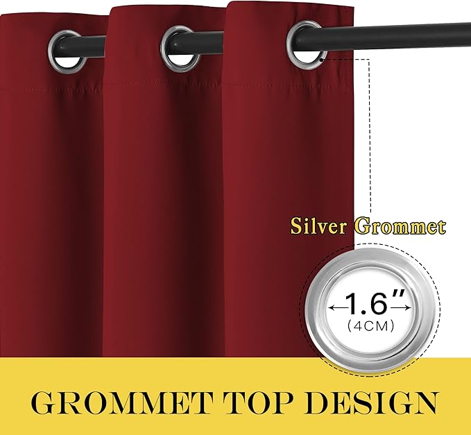 NICETOWN Room Darkening Curtain for Living Room - Energy Saving Thermal Insulated Grommet Room Darkening Curtain/Drape for Bedroom (1 Panel, 46 by 72, Burgundy Red)