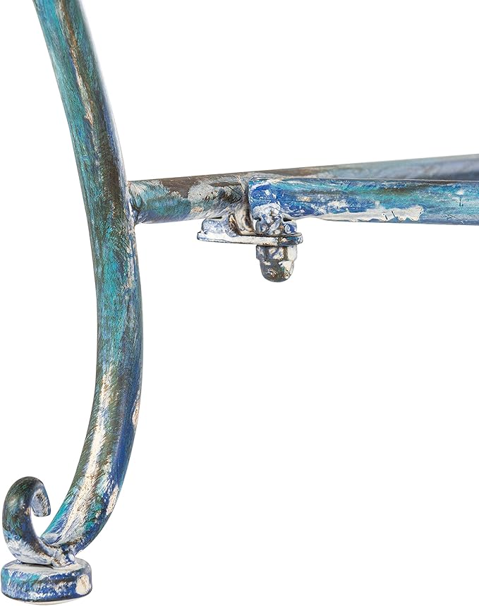 Safavieh PAT5017C Outdoor Collection Abner Antique Blue Wrought Iron 46-inch Garden Bench