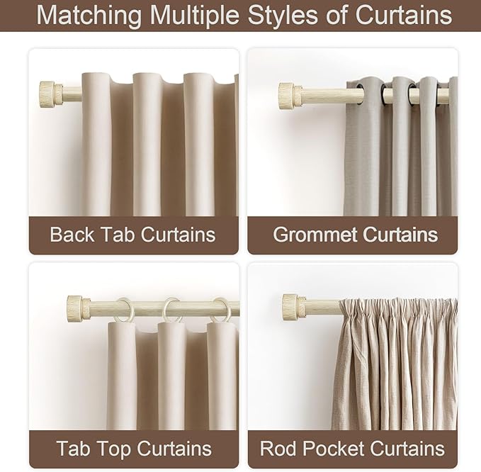Antique White Curtain Rods for Windows 66 to 120 Inches Heavy Duty Adjustable 1" Diameter Window Rod with Decorative Finials for Bedroom Living Room Kitchen Outdoor Farmhouse