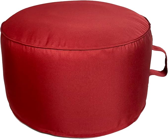 QILLOWAY Indoor/Outdoor Inflatable Stool,Round Ottoman,All Weather Foot Rest for Camping or Home (Red All)