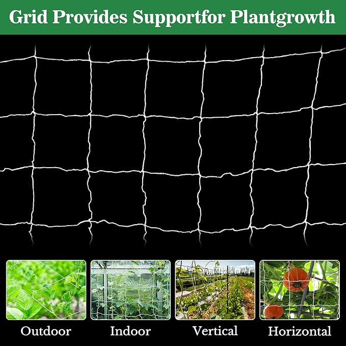 2 PCS Garden Plant Trellis Netting - Sukh 5 x 15 ft Trellis Net Polyester Trellis Netting Garden Square Mesh for Climbing Plants Fruits Vegetables VinesGrow Tents