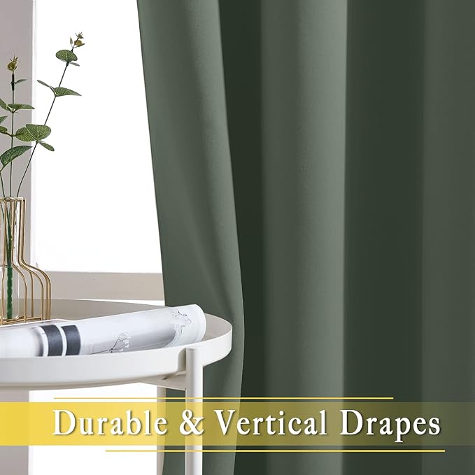 NICETOWN Blackout Sliding Door Curtains 84 inch Length - Grommet Thermal Curtain Room Darkening Sound Reducing Drape for Bedroom/Living Room (Dark Mallard, 1 Panel, W100 x L84)