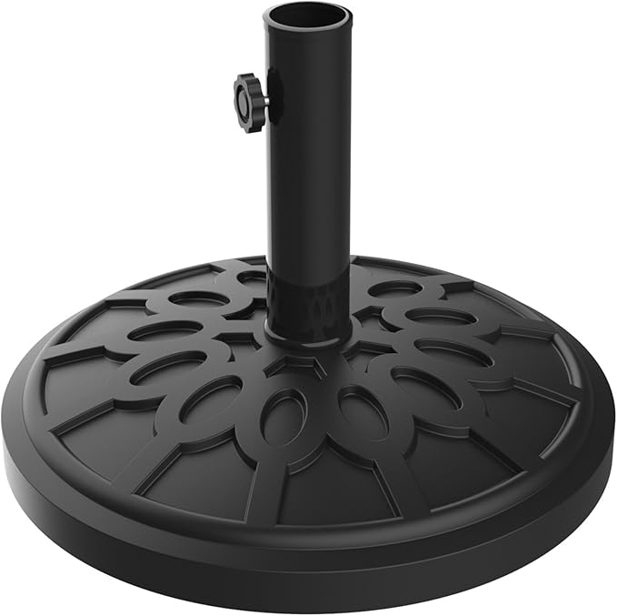 Umbrella Base - Heavy-Duty 19lbs Weighted Outdoor Stand for Patio Table, Tilt, and Lightweight Freestanding Umbrellas by Pure Garden (Black)