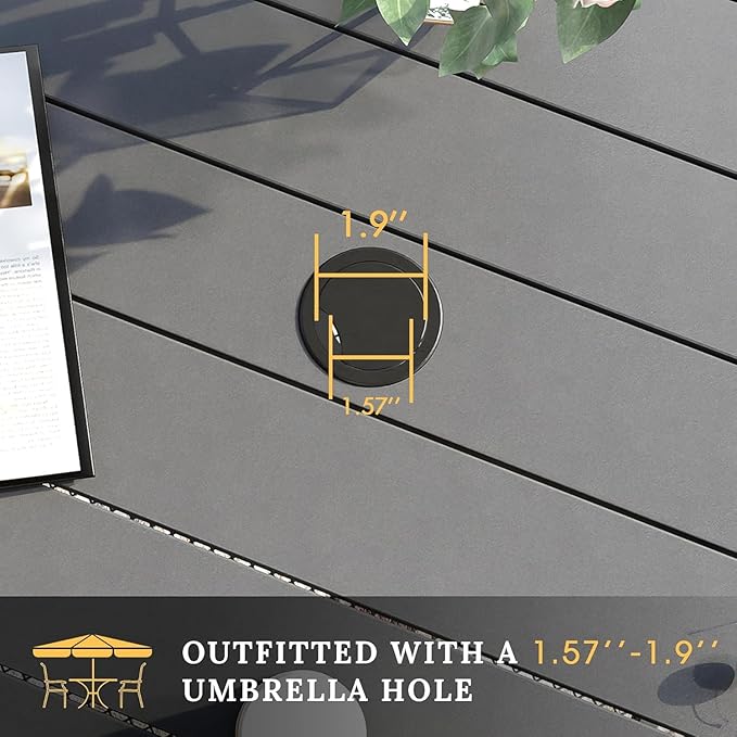 VICLLAX Patio Dining Set, 5 Pieces Outdoor Furniture Set- 37.8" Square Outdoor Table and 4 Stackable Patio Chairs, Grey Tabletop and Grey Fabric