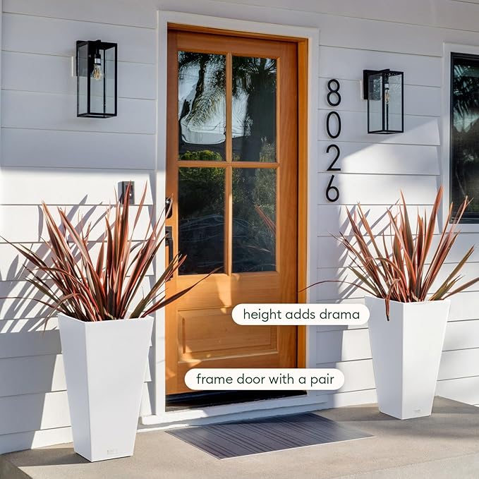 Veradek V-Resin Indoor/Outdoor Taper Planter, 2-Pack (26 inch, White)
