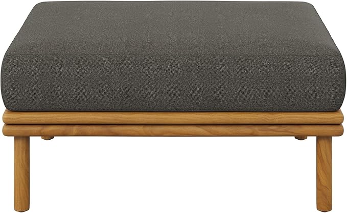 Modway Wren Teak Wood Outdoor Ottoman in Natural Flint Gray