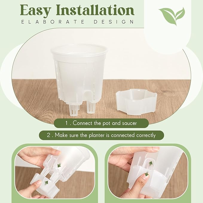 Self Watering Pots for Indoor Plants with Deep Reservoir and High Drainage Holes for Outdoor Plants and Flowers, Bare Root Planter(4.72'',Clear,3 Pcs)