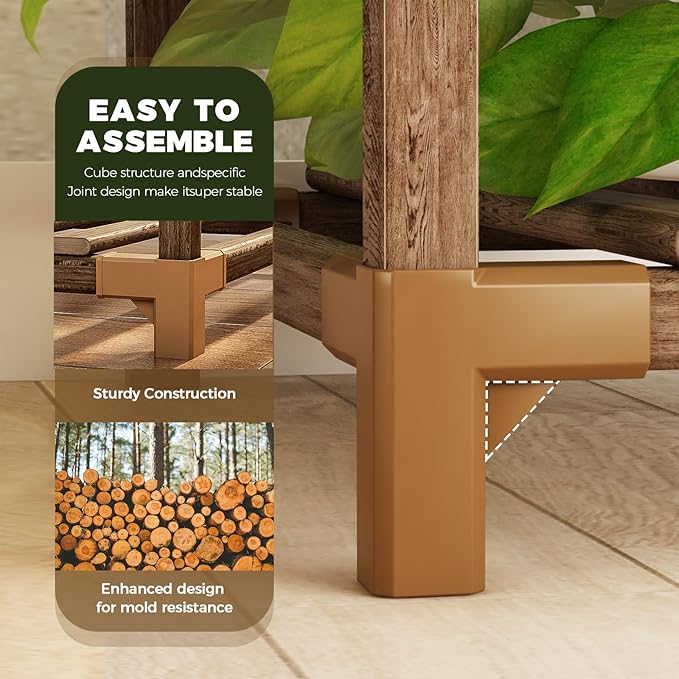 Bamworld Plant Stand Indoor Outdoor Corner Shelf 11 Potted Large Holder for Multiple Plants Wooden Tall Stands Combo Table Rack Garden Patio Lawn Window