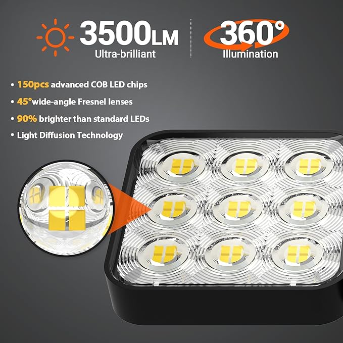 WdtPro Solar Lights Outdoor Flood Light, 3500LM Bright Motion Sensor Outdoor Lights, 3 Heads & Upgrade Glass Panel, LED Solar Powered Security Light Spotlights Waterproof for Outside Yard-2Pack