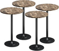 Flamaker Round Bistro Pub Table Modern Style Metal Base MDF Top Cocktail Bar Table Counter Bar Height for Pub, Dining Room, Party (4, Marble-Black)