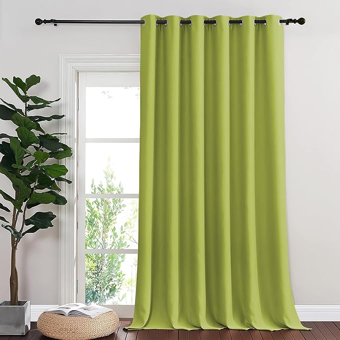 NICETOWN Blackout Sliding Glass Door Curtains, Room Darkening Thermal Insulated Curtains for Living Room Bedroom, Extra Wide Window Drapes, 1 Panel, W80 x L118, Fresh Green