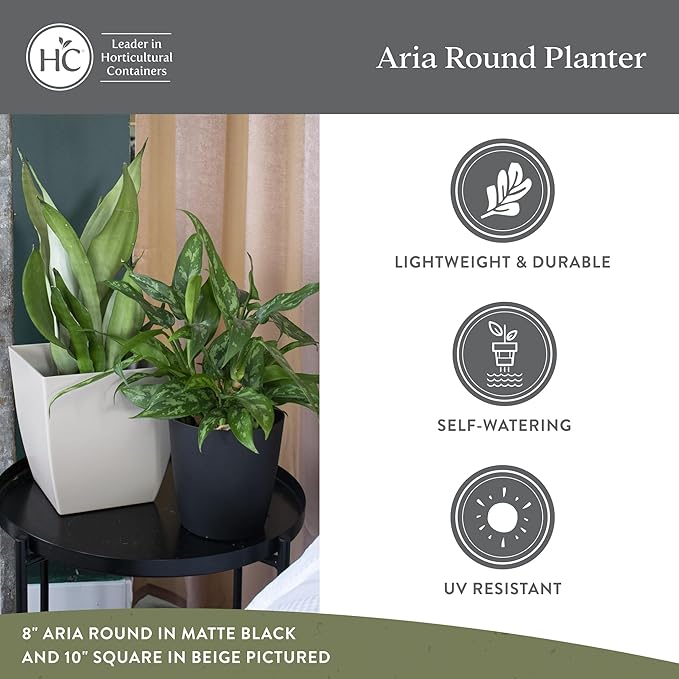 The HC Companies Aria Round Self-Watering Pot - Lightweight Plastic Planter for Herbs & More - Durable Plant Pots for Indoor Plants & Outdoor Plants (6" Sapphire Blue, Pack of 2)