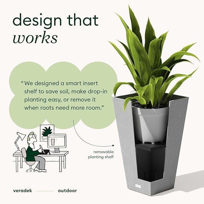 Veradek V-Resin Indoor/Outdoor Taper Planter, Set of 2 (30 inch, Grey)