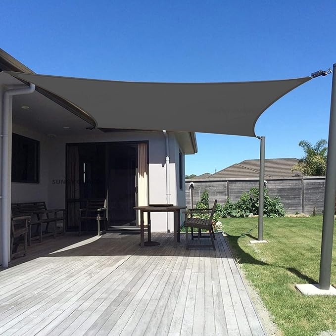 SUNNY GUARD Custom Size 6'x6' Graphite Grey Sun Shade Sail Rectangle UV Block Shade for Backyard Yard Patio Deck Garden(Customized)