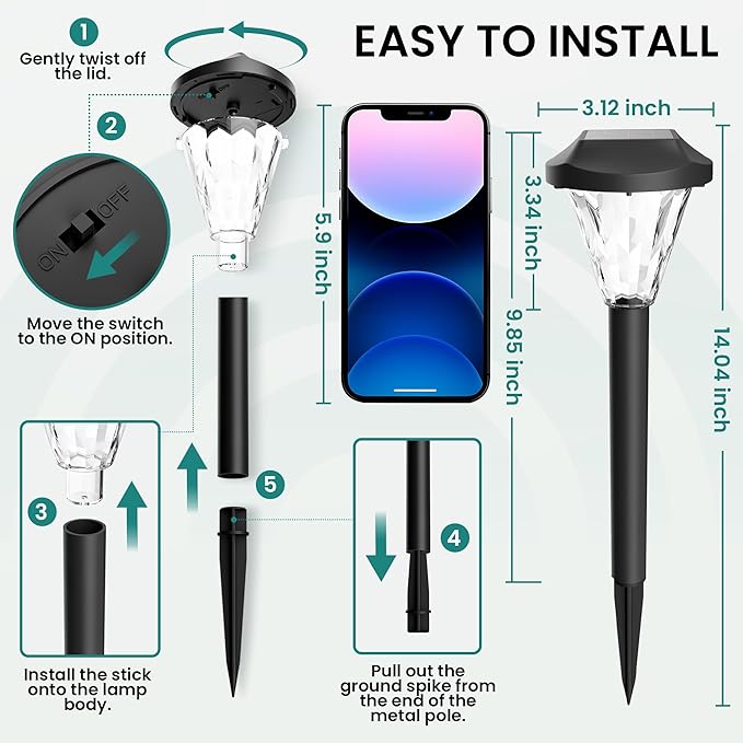 GIGALUMI 10 Pack Solar Lights Outdoor Waterproof, Outdoor Solar Lights for Yard, Solar Garden Lights, Yard Decorations Outdoor for Pathway, Patio, Garden, Driveway, Lawn, and Landscape(Cold White)