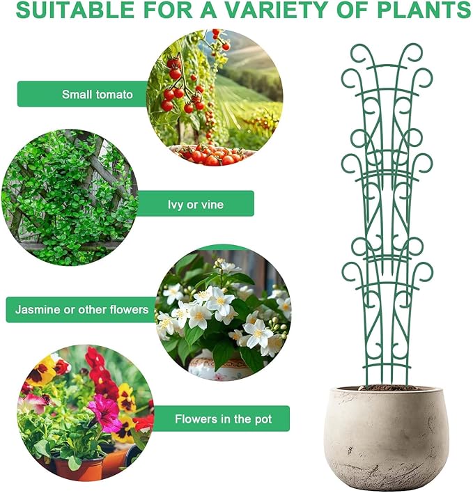 Indoor Plant Trellis for Climbing Plants, 8 Pack Garden Trellis for Potted Plants Stackable Plant Trellis Plant Stakes for Indoor Plants Accessories Flower Plant Support