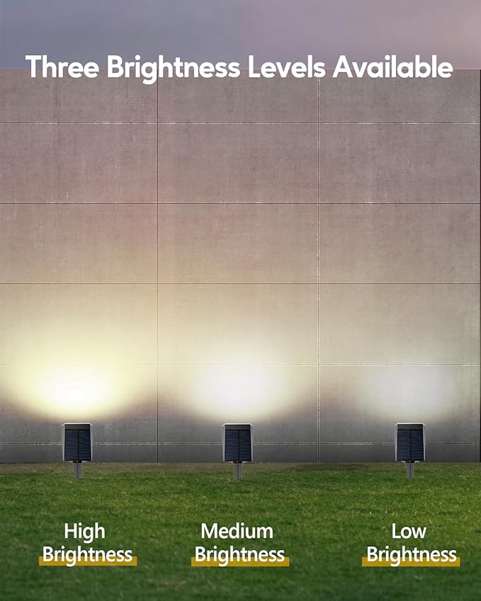 HIBOITEC Solar Spot Lights Outdoor Waterproof 59LED Landscape Lights Solar Powered Uplights Adjustable Brightness Dusk to Dawn for Outside Garden Yard Trees 6 Packs Warm White