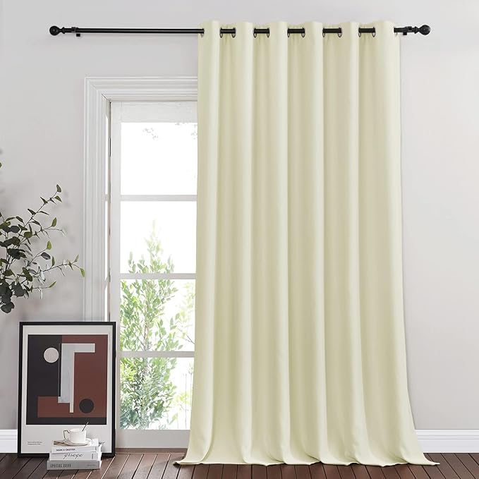 NICETOWN Blackout Sliding Glass Door Curtain, Thermal Insulated Grommet Room Darkening Window Treatment Sound Dampening for Bedroom/Living Room, Beige, W80 x L90, 1 Panel