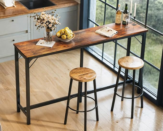 ODK 71 Inch Bar Table, Bar Height Pub Table, Counter Height Bar Table, Rectangular High Top Kitchen & Dining Counter Tables with Sturdy Legs & Easy-to-Clean Top, Vintage Brown