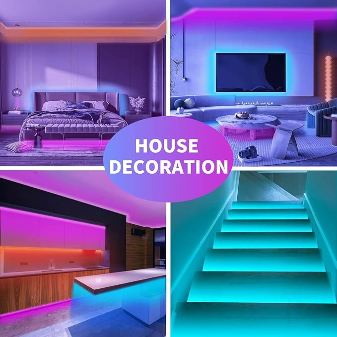 KSIPZE 96ft Led Strip Lights RGB Music Sync Color Changing Bluetooth Led Lights with Smart App Control Remote Led Lights for Bedroom Room Lighting Flexible Home Décor